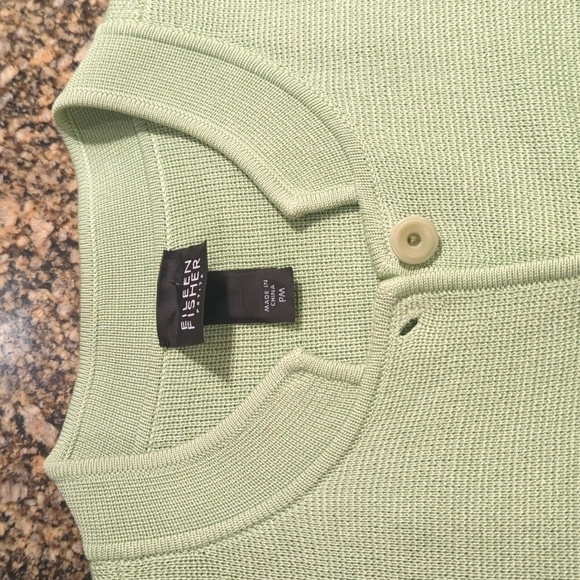 Eileen Fisher Green Tunic Long Blazer Jacket Knit Silk Blend Quiet Luxury Sz Mp - Picture 8 of 9